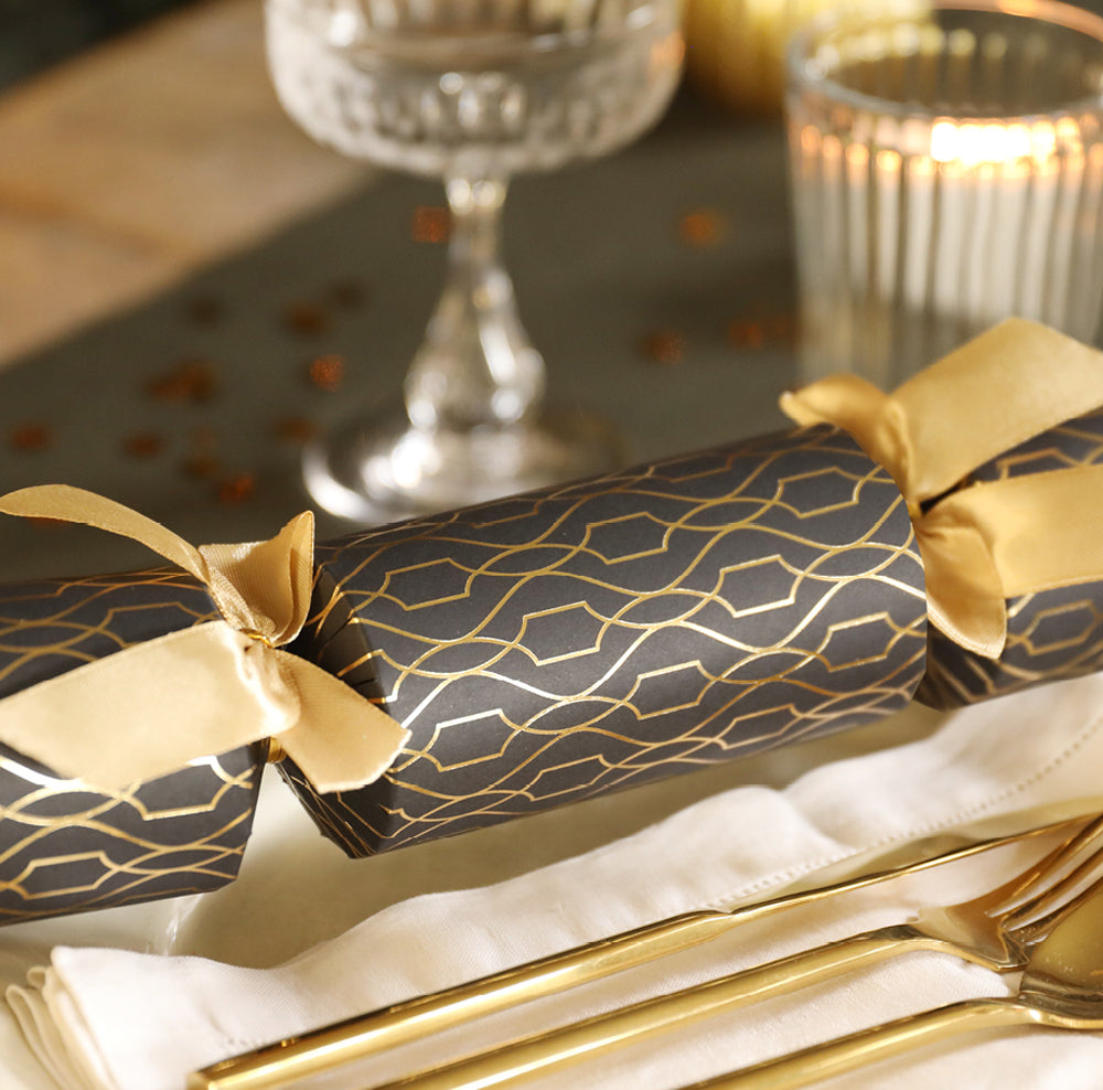 Christmas Crackers Black & Gold Luxury Eco-Friendly - 13" - Each