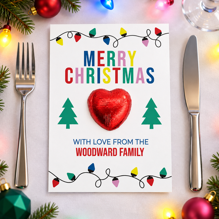Personalised Vibrant Christmas Favour Card - Pack of 8