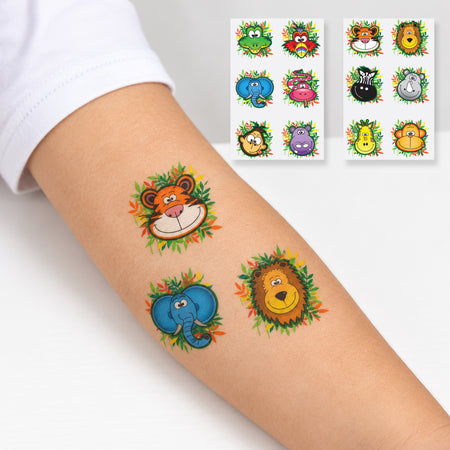 Mini Jungle Tattoos - 4cm - 2 Assorted Designs - Pack of 6