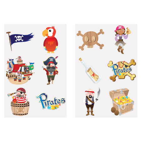 Pirate Mini Temporary Tattoos - Assorted Designs - 4cm - Pack of 6