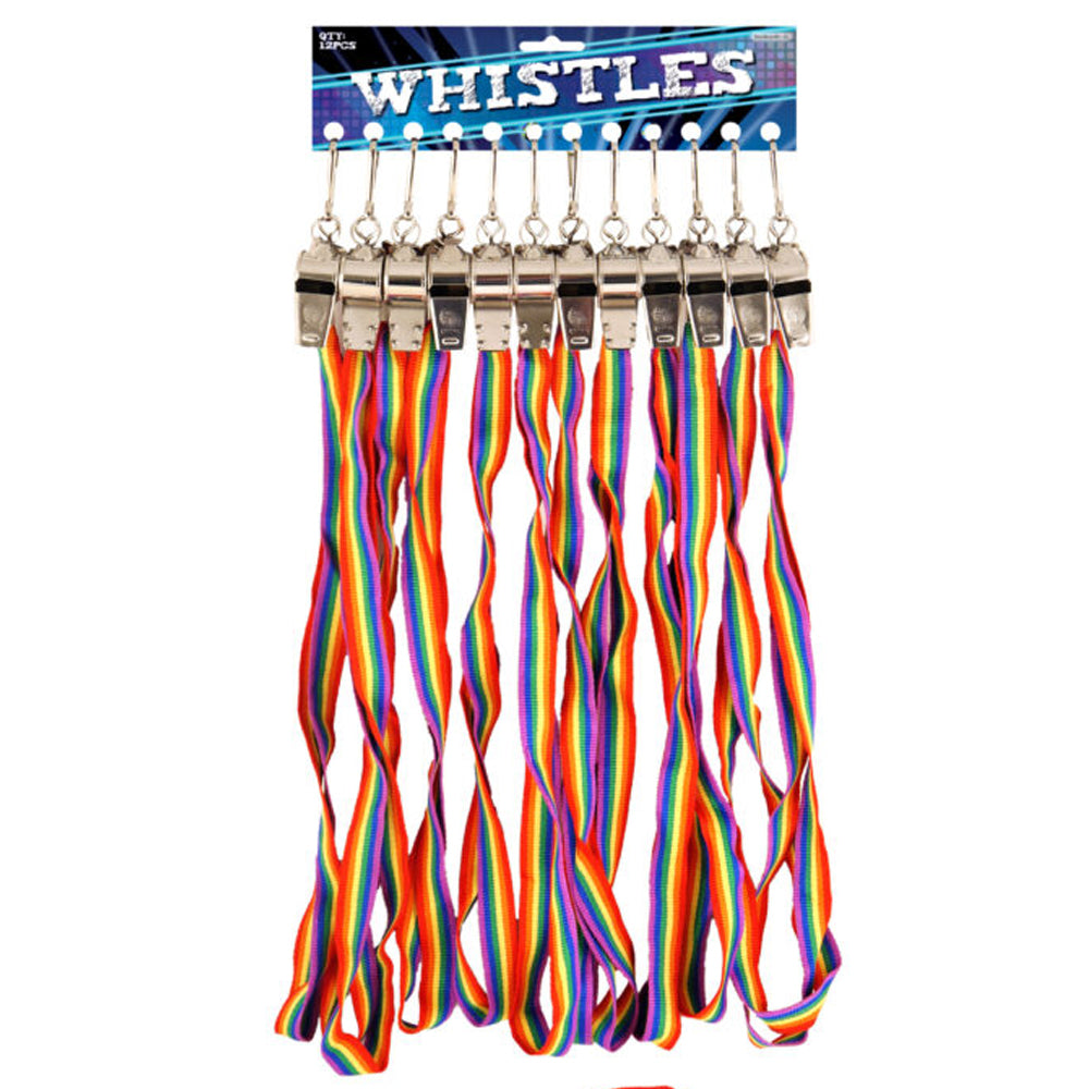 Metal Whistle with Pride Rainbow Cord