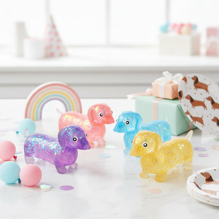 Sparkly Dachshund Squeeze Toy - 4 Colours - 11cm - Each