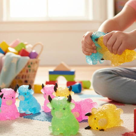 Sparkly Highland Cow Squeeze Toy - 4 Colours - 8.5cm - Each