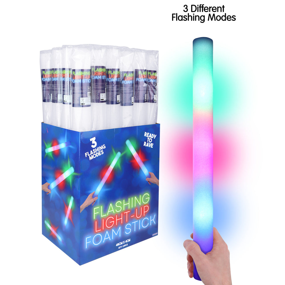 Multi Colour LED Foam Glow Sticks - 48cm - Pack of 24