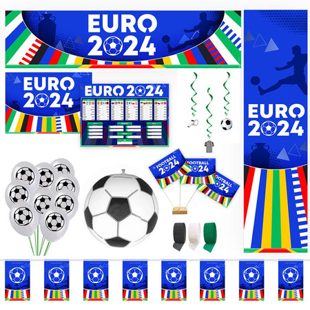 Euro 2024 Football Decoration Party Pack - With Match Fixtures Poster