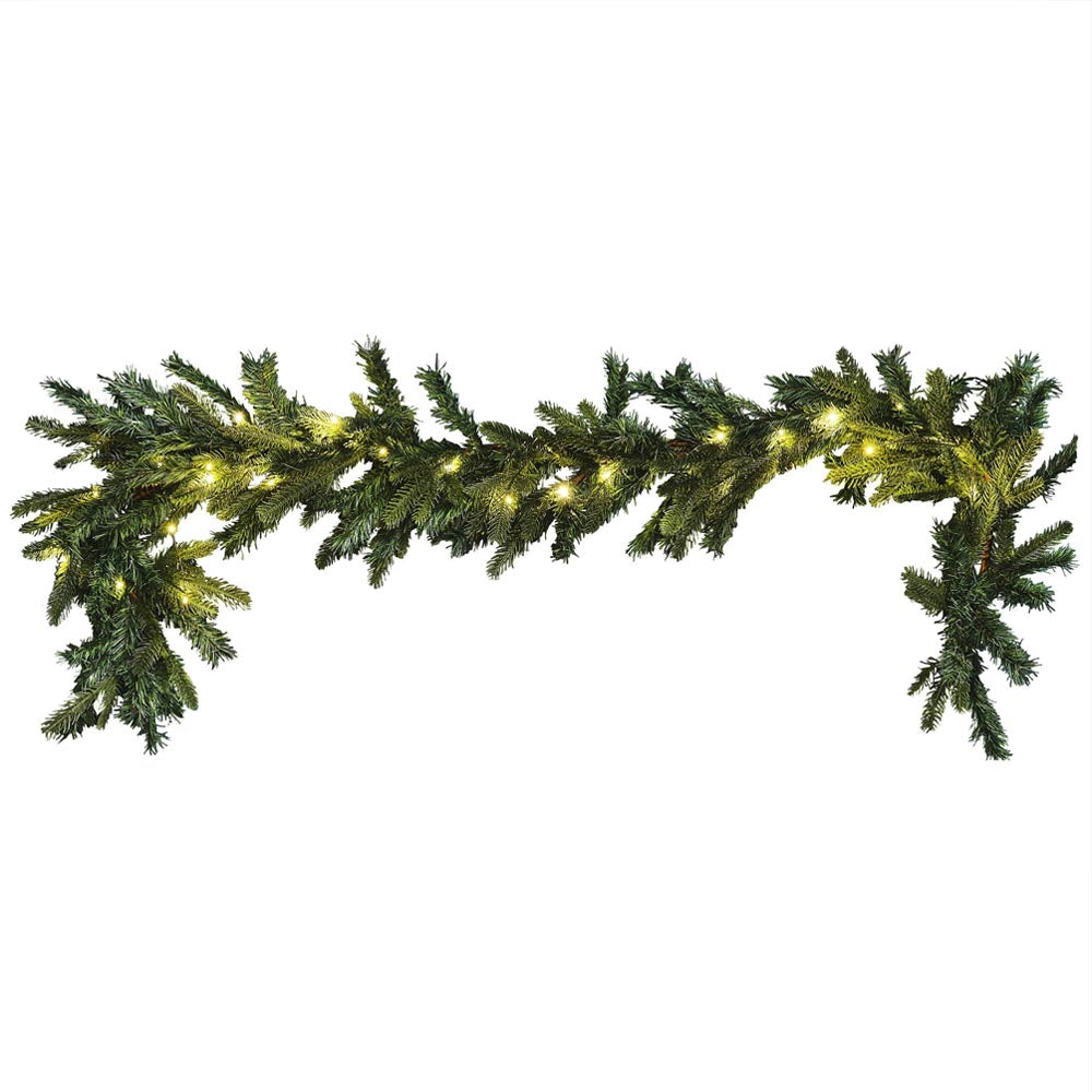 Christmas Pine Foliage Garland with LED Lights - 1.8m
