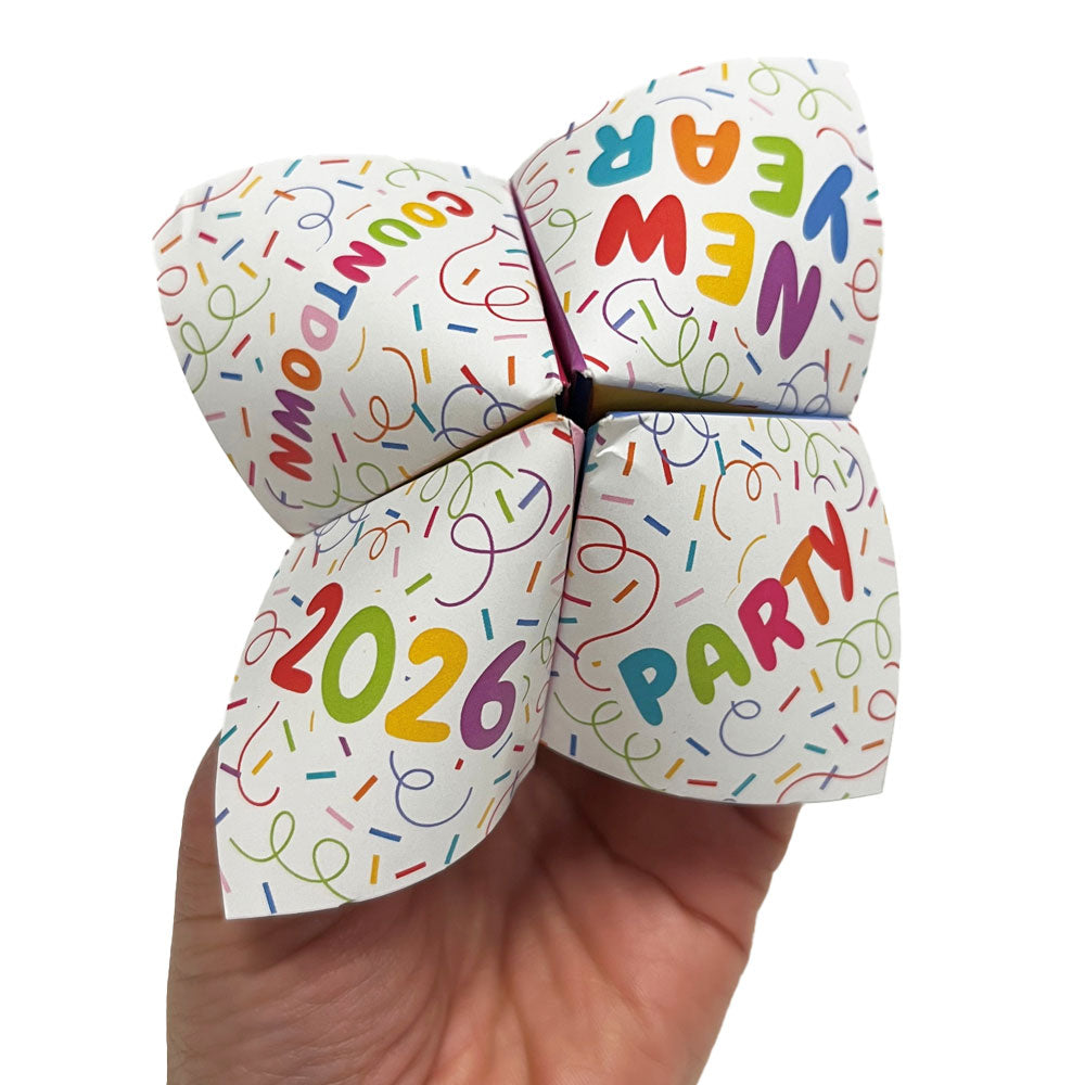 New Year's Eve Colourful Kids Paper Fortune Teller and Word Search Activity Sheet - A4