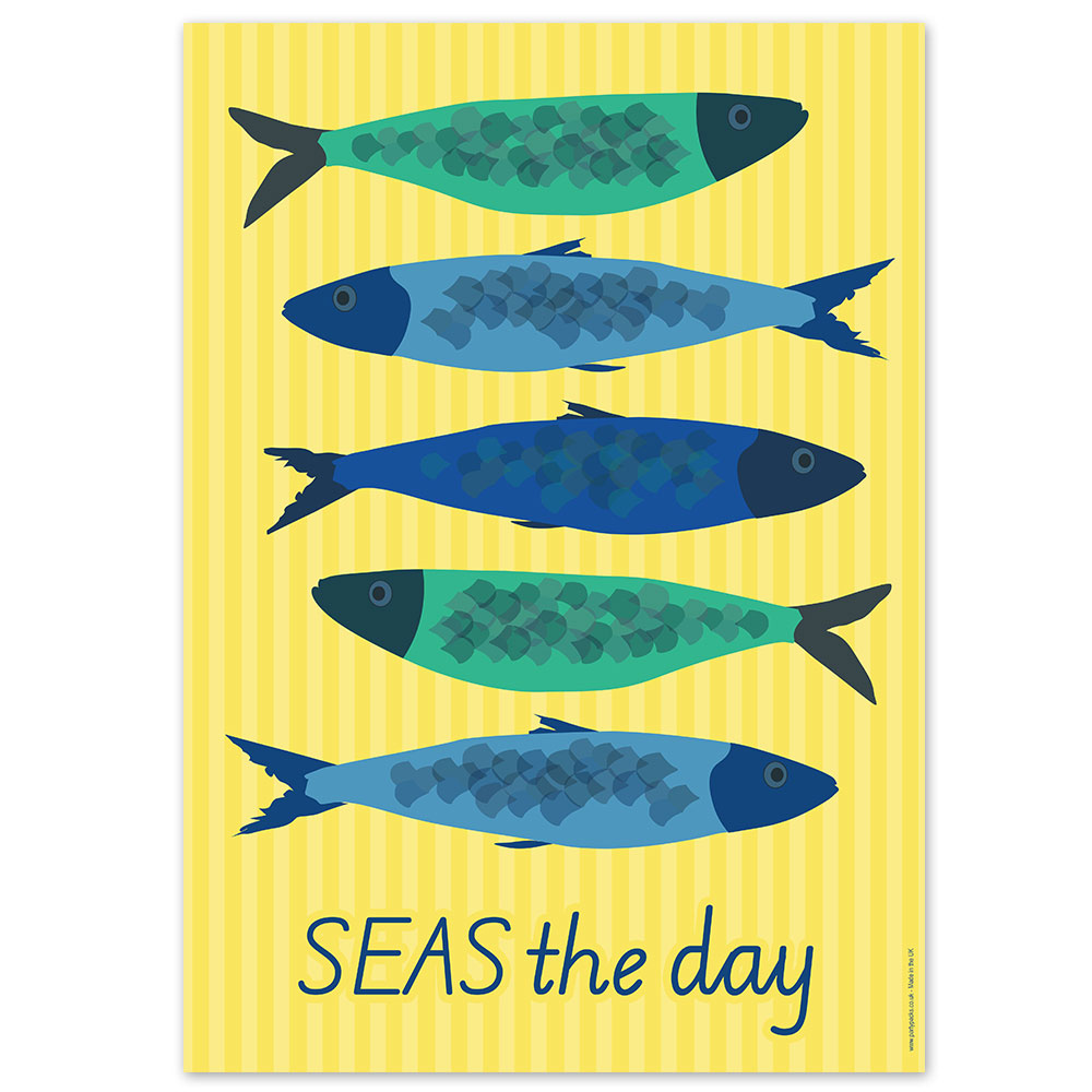 Nautical Fish Seas the Day Poster - A3
