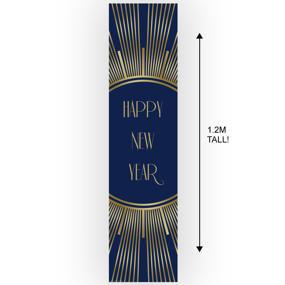 Navy and Gold Happy New Year Portrait Banner Decoration - 1.2m