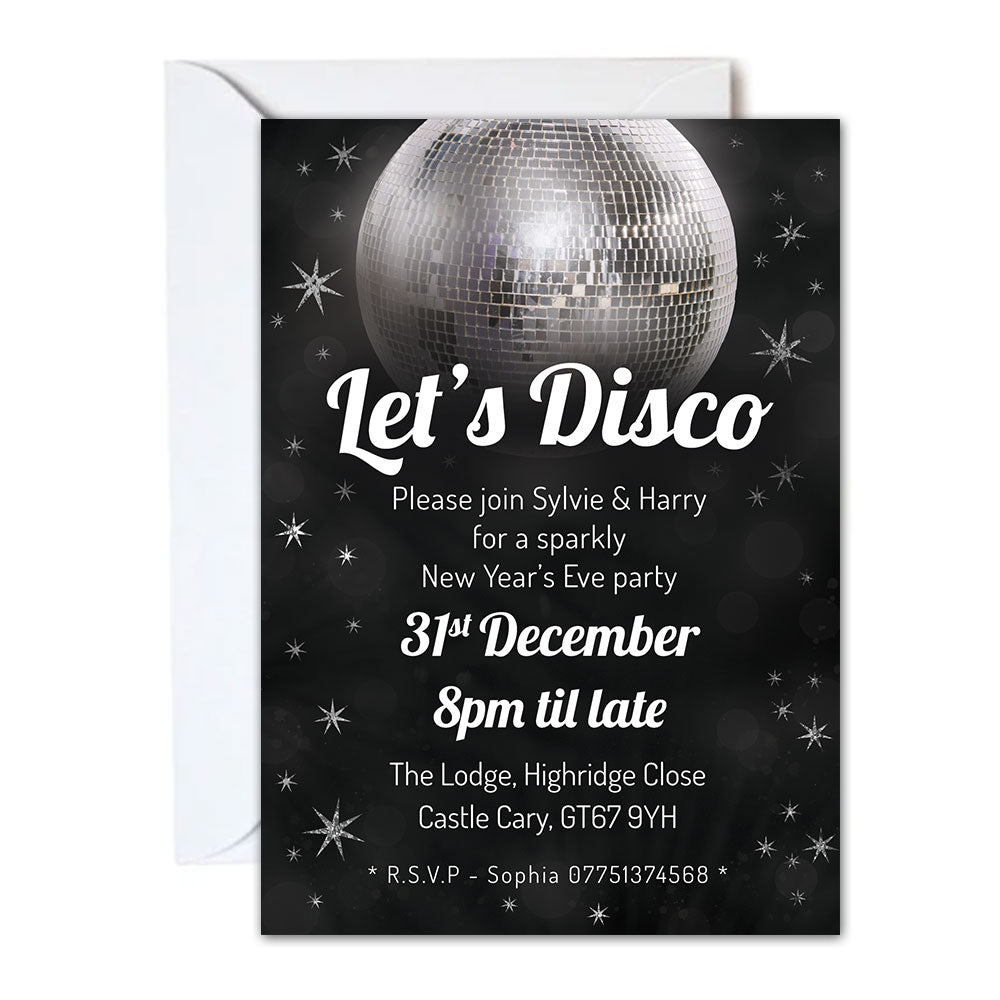 Disco Party Personalised Party Invitation - Pack of 16