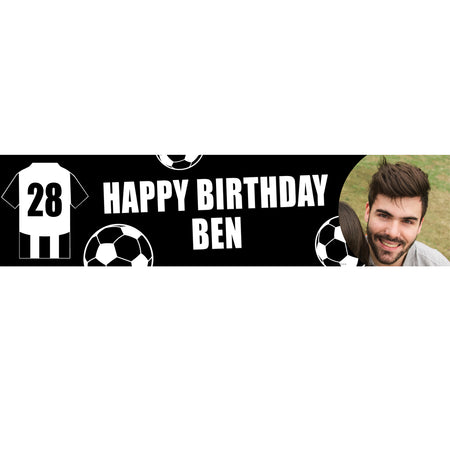 Black and White Football Fan Photo Personalised Banner - 1.2m