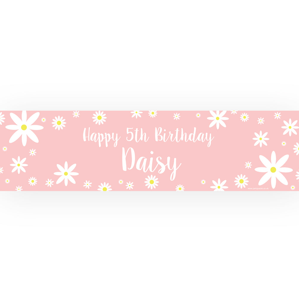 Pink Daisy Personalised Banner - 1.2m