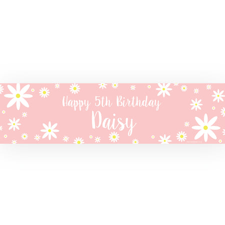 Pink Daisy Personalised Banner - 1.2m