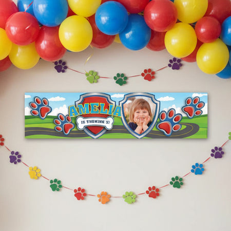 Puppy Paws Personalised Photo Banner Decoration - 1.2m