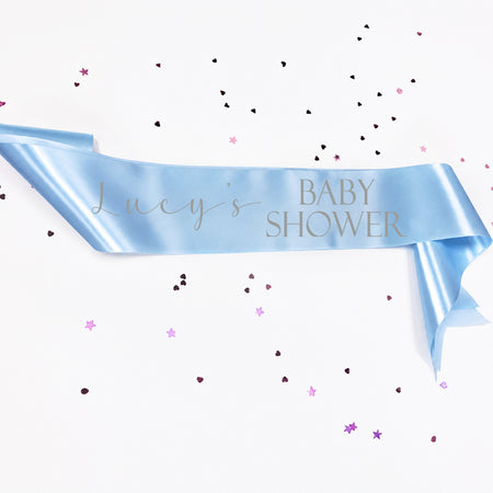 Baby Shower Personalised Sash - Light Blue - 100mm