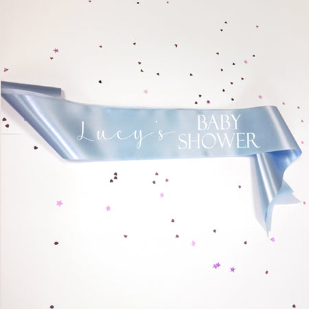 Personalised Baby Shower Sash- Pale Blue- 100mm