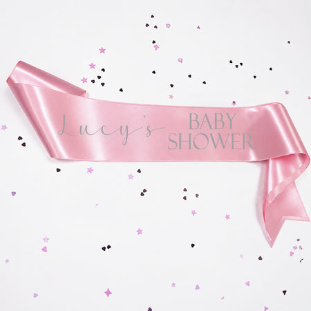 Personalised Baby Shower Sash - Pale Pink 100mm - Baby Girl