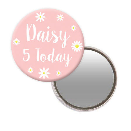 Pink Daisy Personalised Mirror - 58mm