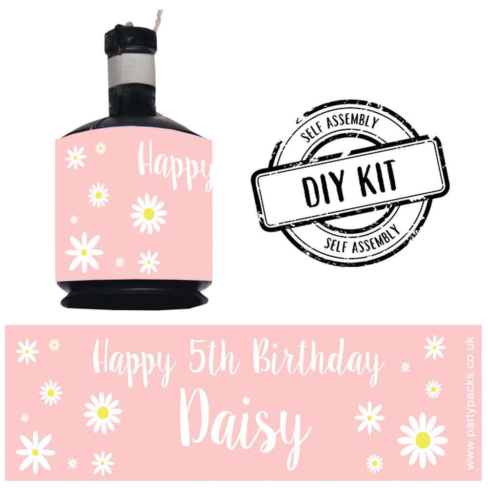 Personalised Party Popper Kit- Pink Daisy - Pack of 18