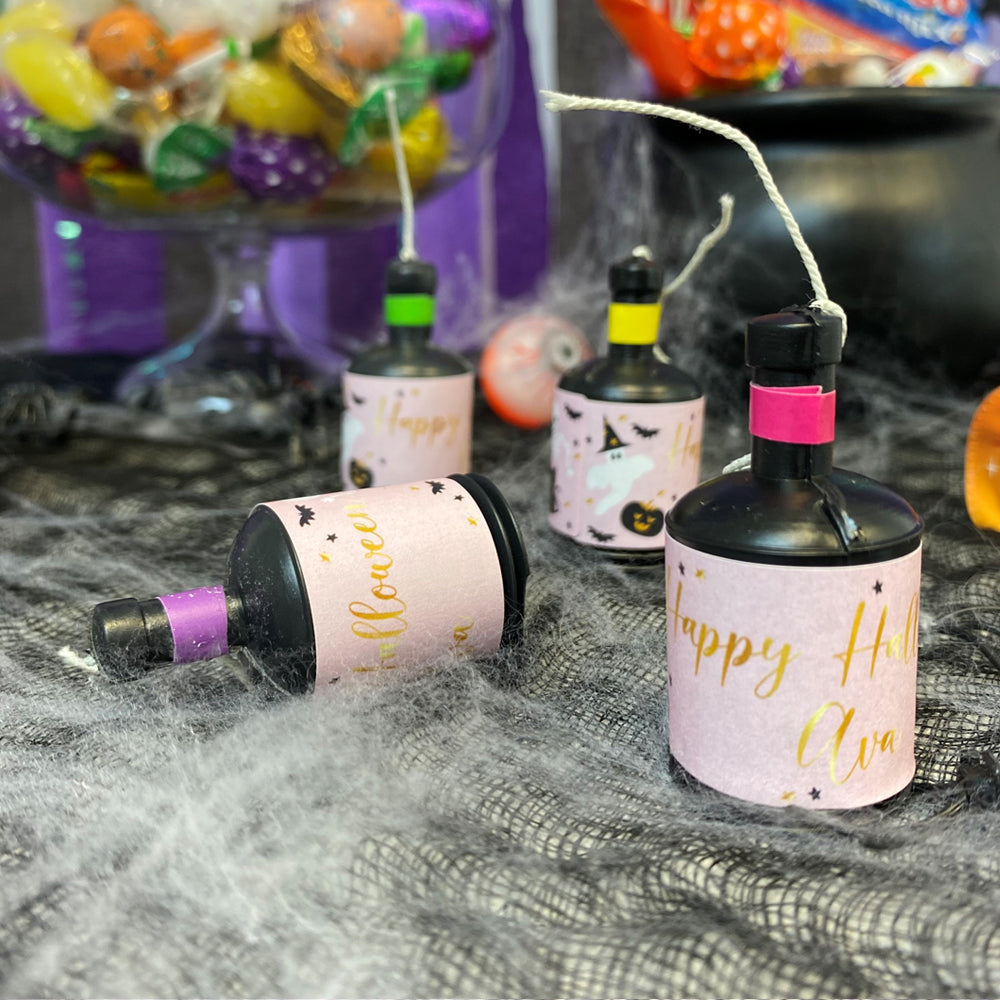 Pink Halloween Personalised Party Poppers Kit - Pack of 18
