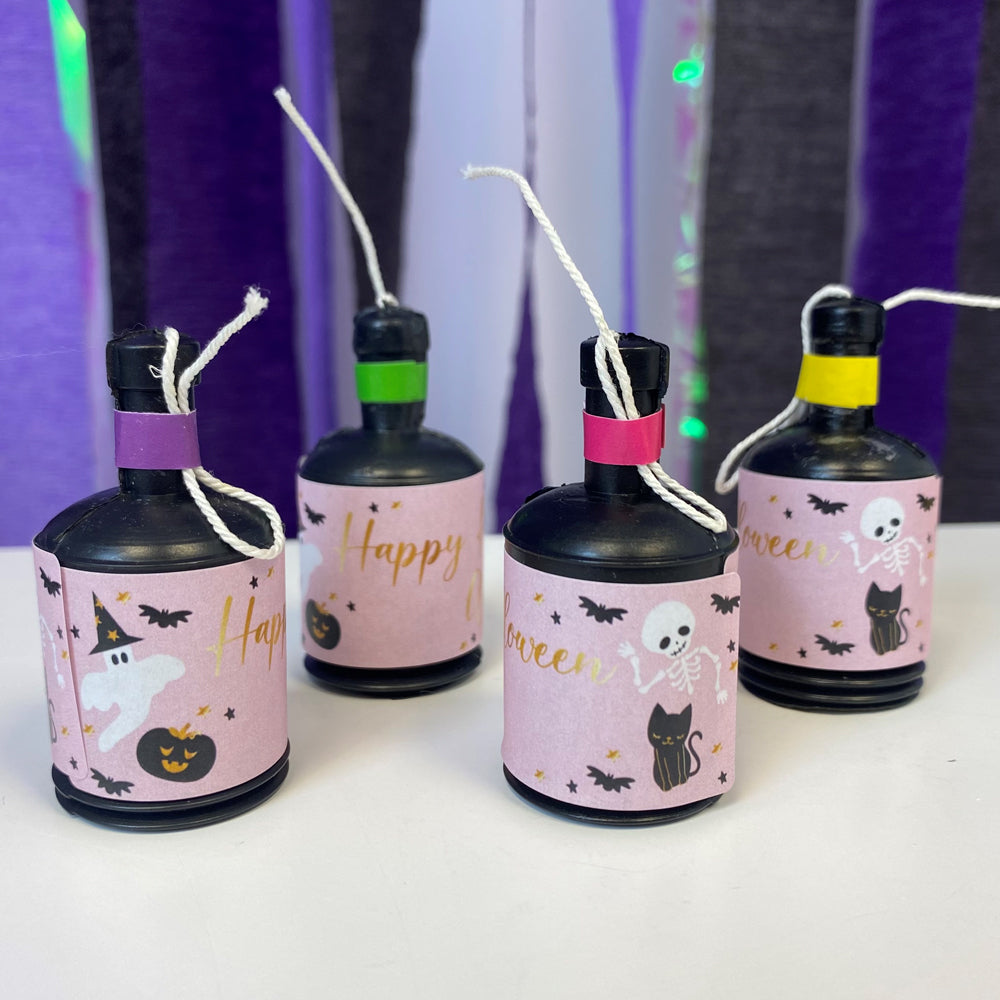 Pink Halloween Personalised Party Poppers Kit - Pack of 18