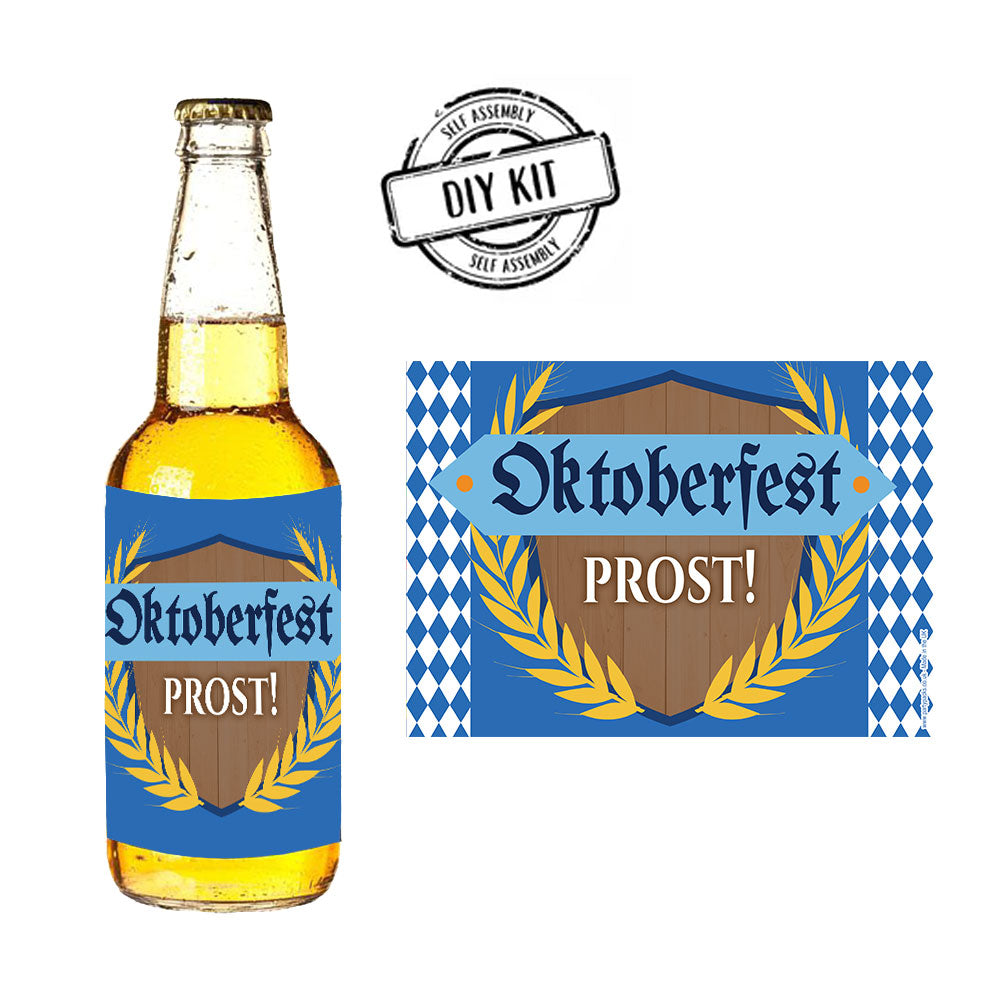 Oktoberfest Beer Bottle Labels - Bavarian Party Stickers Sheet of 4