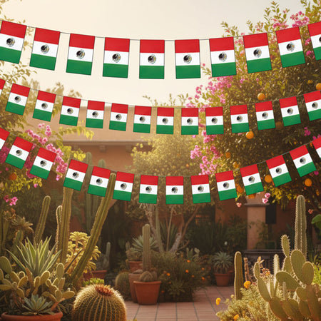 Outdoor Mexican Flag Bunting - 20m (60ft)