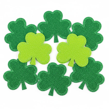 St. Patrick's Day Irish Lucky Shamrock Glitter Cutouts - Pack of 50