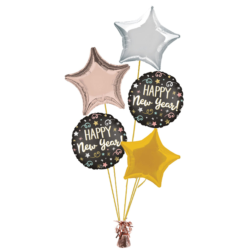 Rose Gold New Year Balloon Bouquet - Uninflated