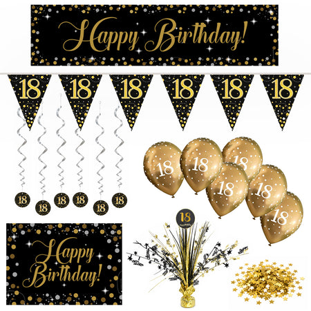 Gold Celebration 18th Birthday Decoration Party Pack