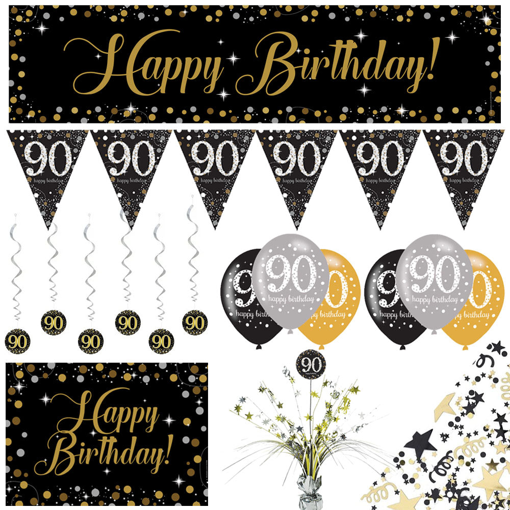 Gold Celebration 90th Birthday Decoration Pack