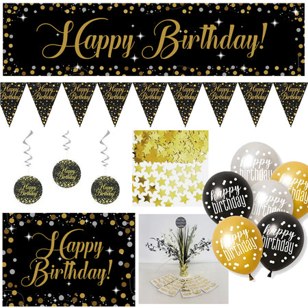 Gold Celebration Happy Birthday Decoration Pack