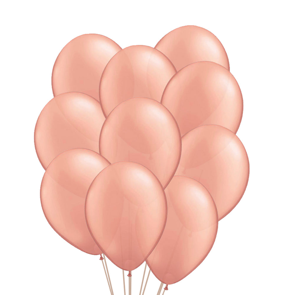 Rose Gold Latex Balloons & Helium Canister Kit - 24 Balloons