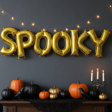SPOOKY Halloween Gold Air-Fill Letter Foil Balloons - 16