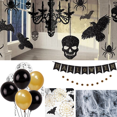 Stylish Black and Gold Halloween Decoration Pack