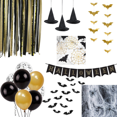 Stylish Black and Gold Halloween Decoration Pack
