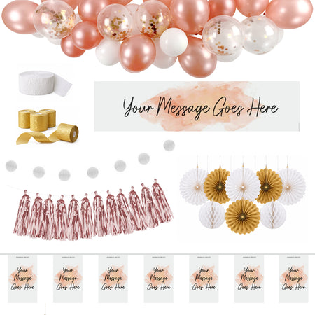Rose Gold Blush Personalised Decoration Party Pack