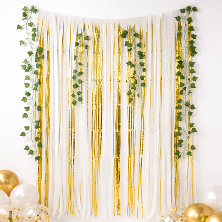 Botanical White & Gold Ivy Streamer DIY Backdrop Decoration Kit