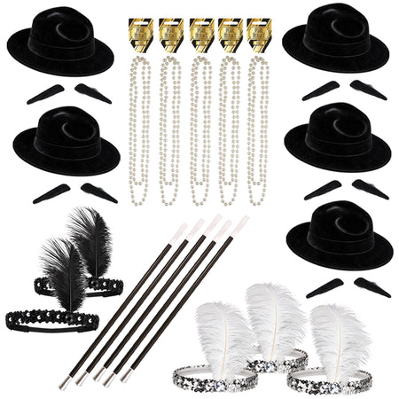 1920's Fancy Dress Pack For 10 People - 25 Pieces