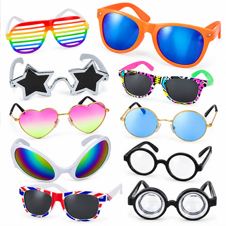 Novelty Party Glasses & Photo Booth Props - Pack of 10