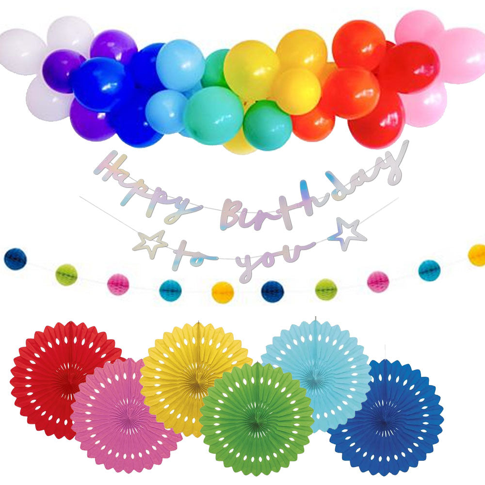 Bright Multi Colour Birthday Decoration Pack