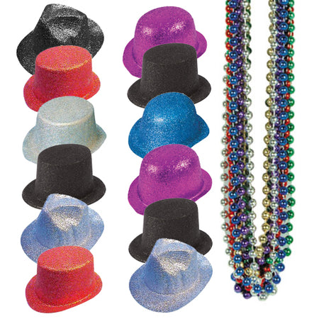 Glitter Hat and Beads Pack For 12