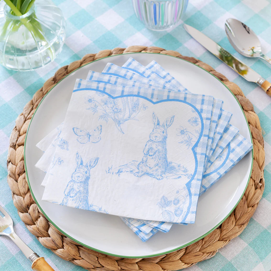 Playful Pierre Blue & White Paper Napkins - Pack of 20