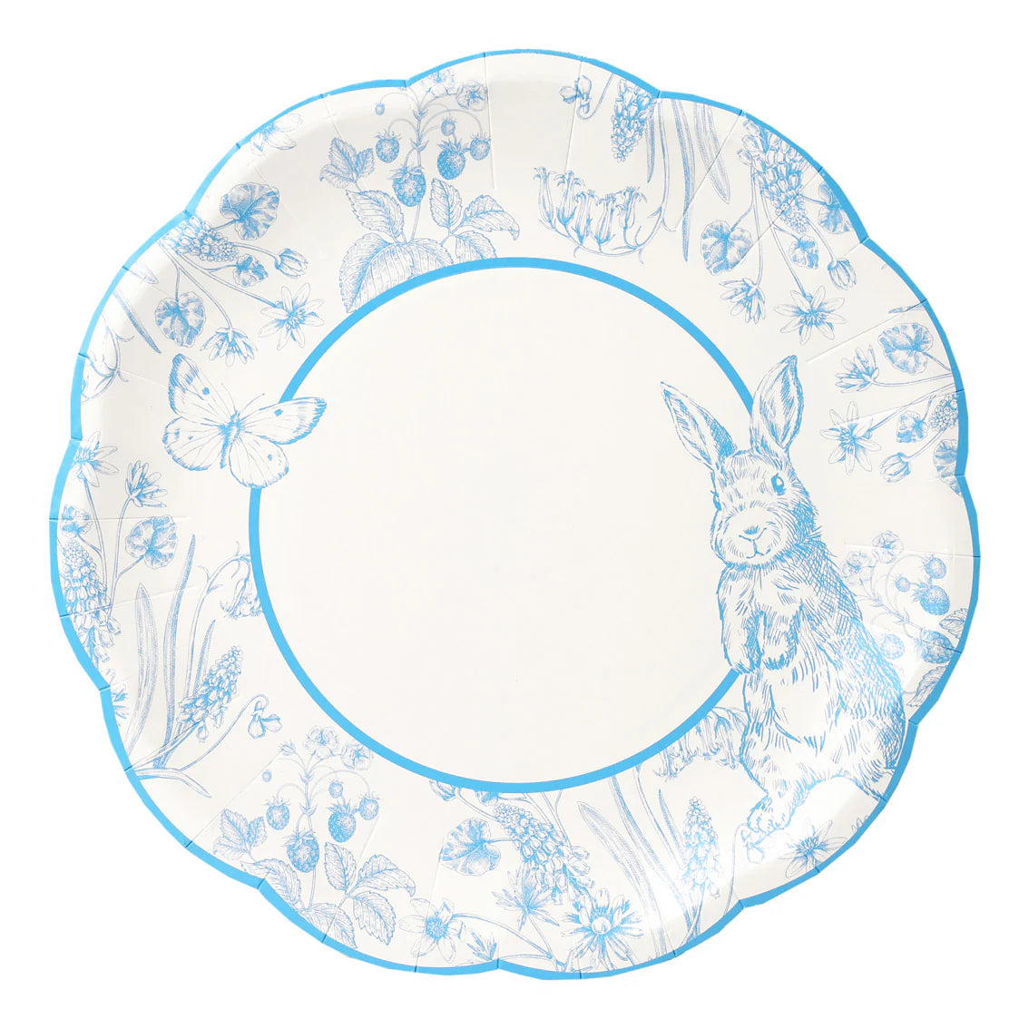 Playful Pierre Blue & White Scalloped Paper Plates - Pack of 10