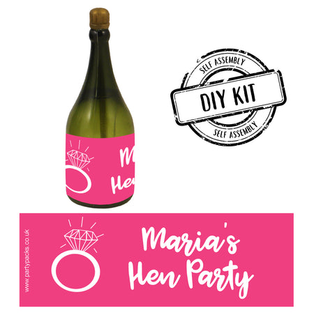 Pink Hen Party Personalised Mini Champagne Bubbles - Pack of 16