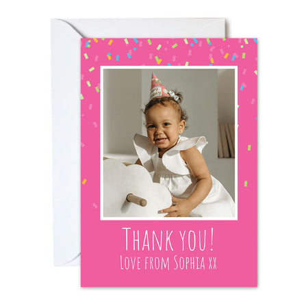 Pink Birthday Personalised Photo Thank You Cards - Pack of 8
