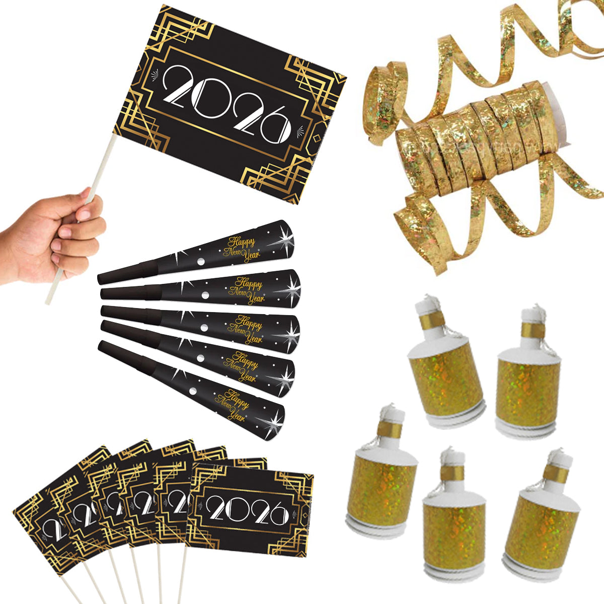 New Year 2026 Celebration Novelty Party Pack - For 10 People