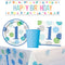 1st Birthday Blue Dots Tableware Party Pack for 8 People