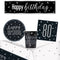 80th Birthday Black and Silver Glitz Tableware Pack for 8 with FREE Banner!