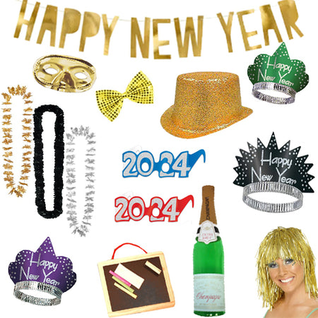 New Year's Eve 2024 Fancy Dress Photo Booth Party Pack